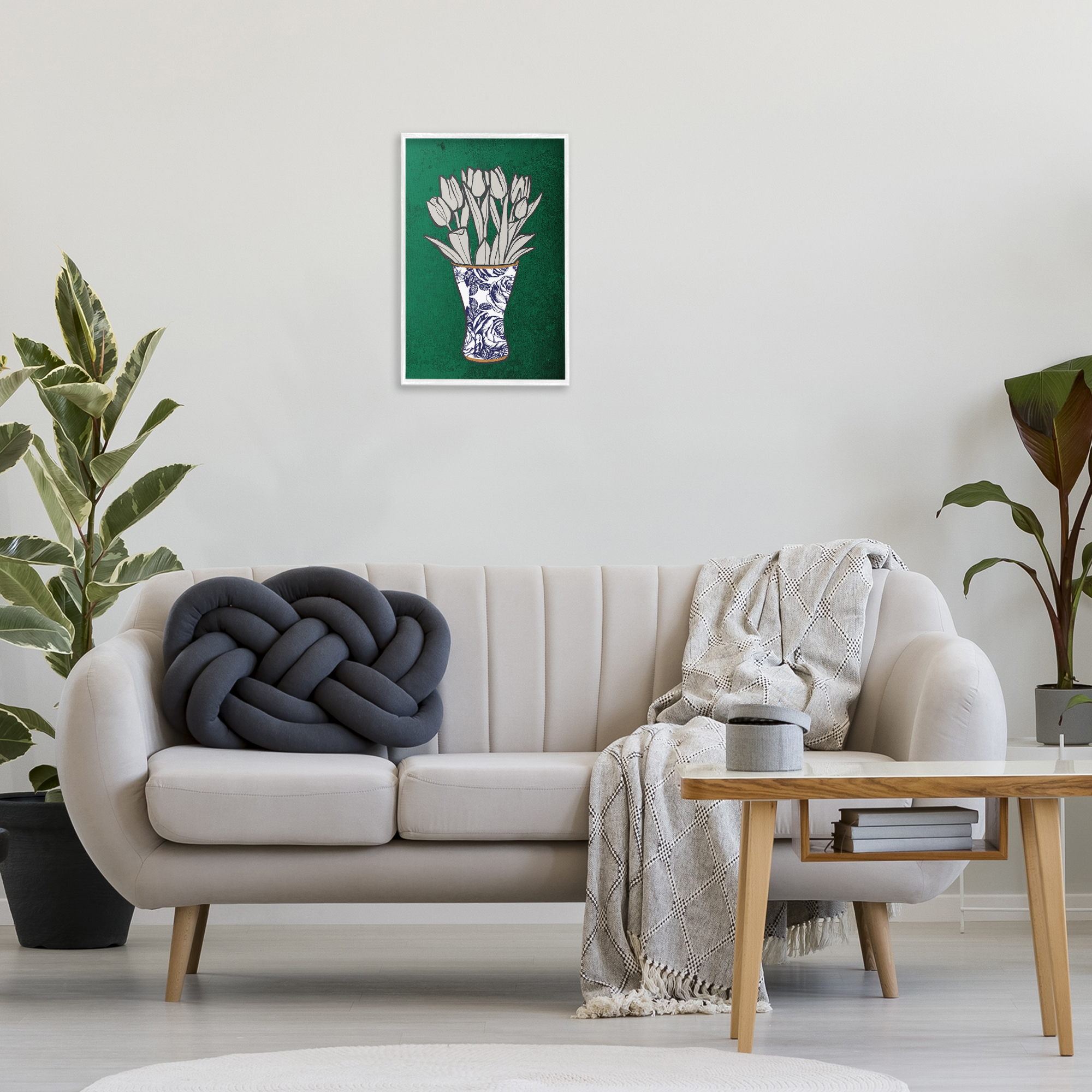 Stupell Industries Tulip Bouquet Vase Botanical & Floral Painting White Framed Art Print Wall Art, 16 x 24