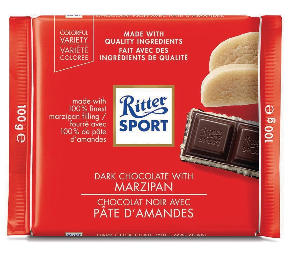 Ritter Sport Dark Chocolate with Marzipan, 100 g