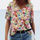 thumbnail image 1 of Pntutb Moda Mujer Verano Impreso Manga Corta Cuello V Camiseta Casual Tee tops Pntutb Pntutb-2074, 1 of 3