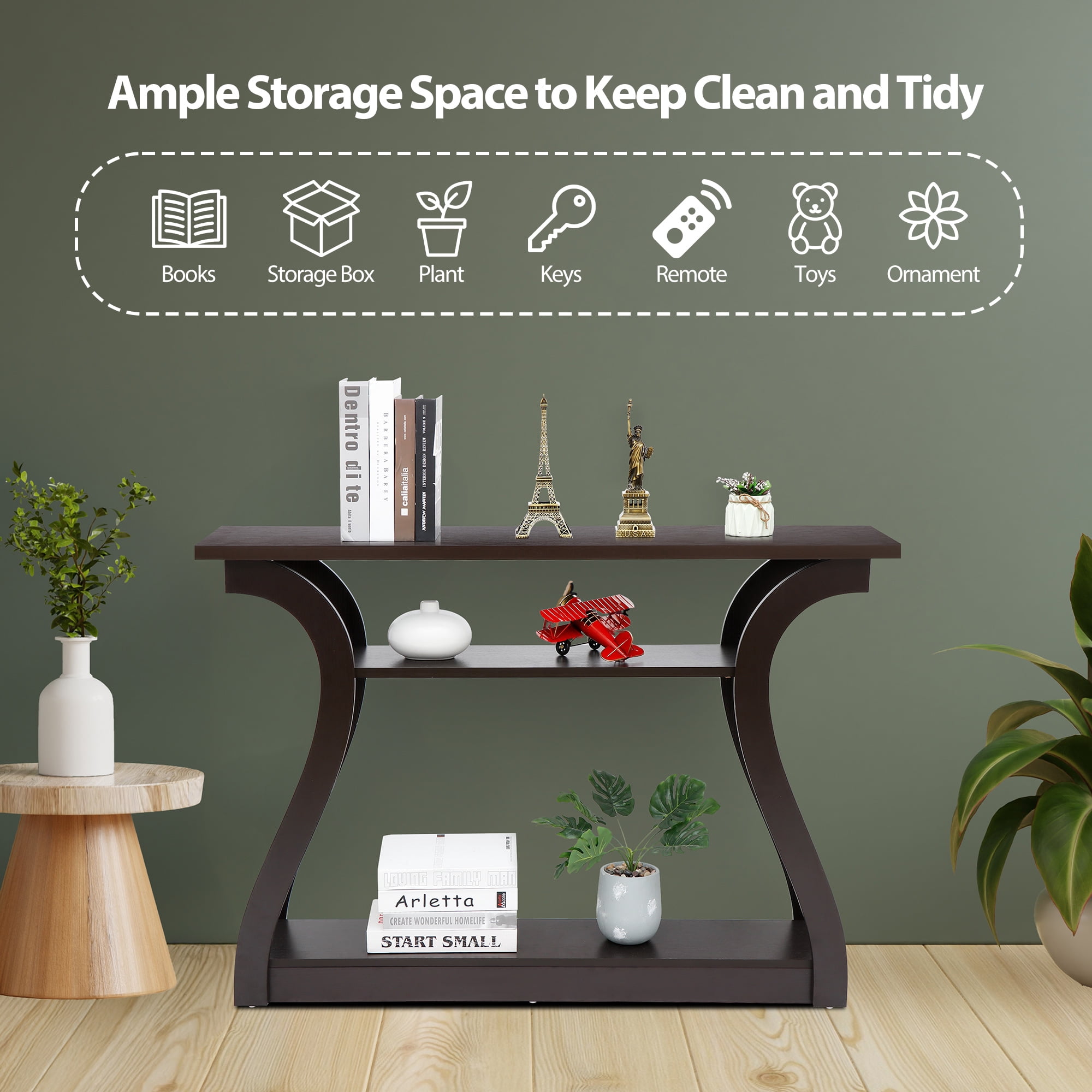 ZenSports Narrow Console Sofa Table 47'' Modern MDF Entryway Table Brown