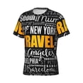 thumbnail image 3 of Yiaed Travel Print Mens Short Sleeve Tight Fit T-Shirt, Crewneck Casual Tee-X-Large, 3 of 5