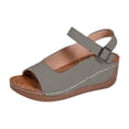 thumbnail image 6 of Rokment Womens Orthopedic Platform Wedges Walking Sandals 2026 Summer Fashion Casual Comfortable Leather Ankle Strap Chunky High Heel Non Slip Work Beach Dress Sandals Grey Size 6.5, 6 of 7