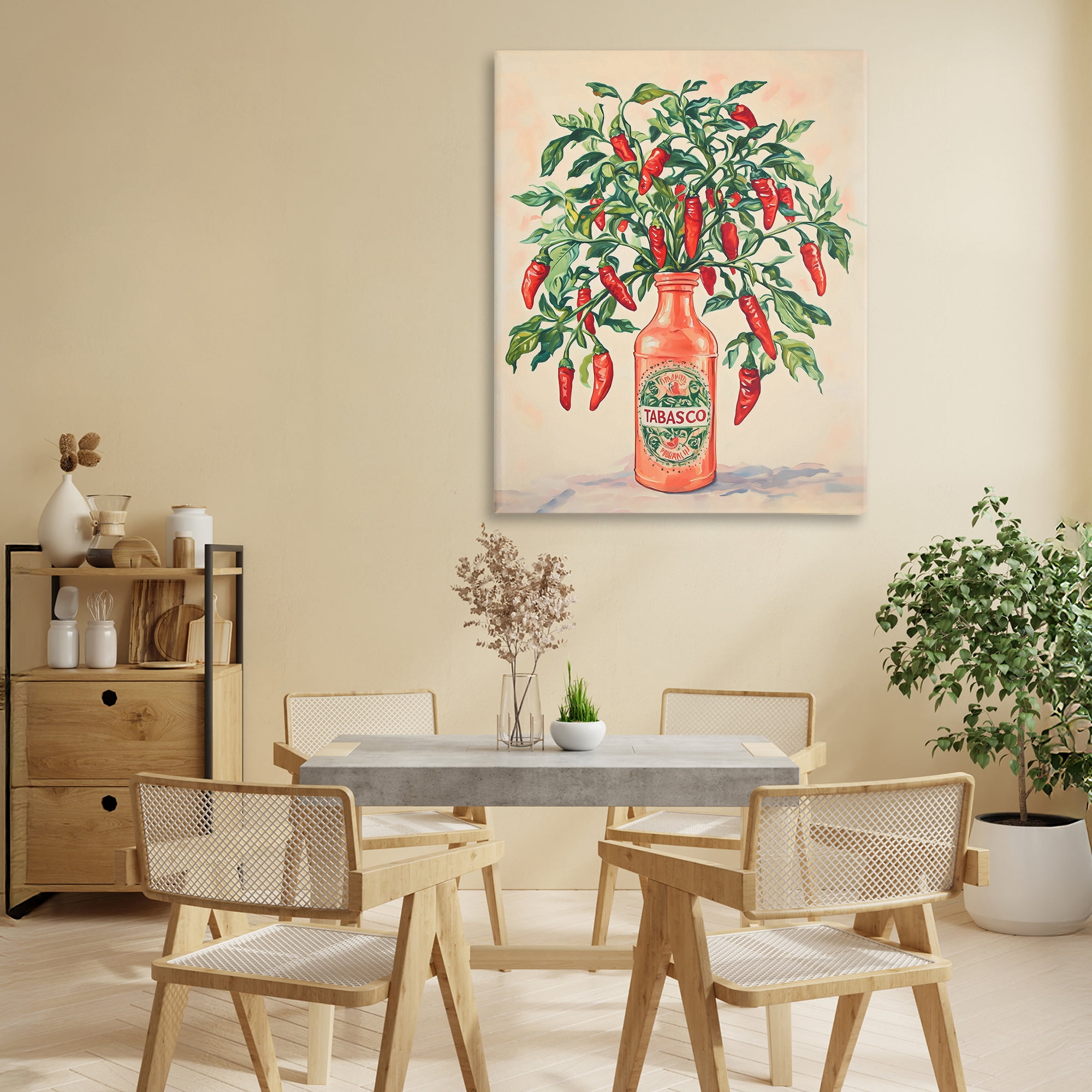 Stupell Industries Chili Peppers in Hot Sauce Vase Canvas Wall Art, design by The Prints Vibe