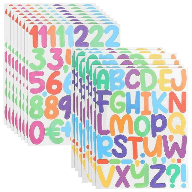 16 Sheets Sticker Decoration Number Decals Stickers Letters for Poster Board Alphabet Crafts Scrapbook DIY Applique Small