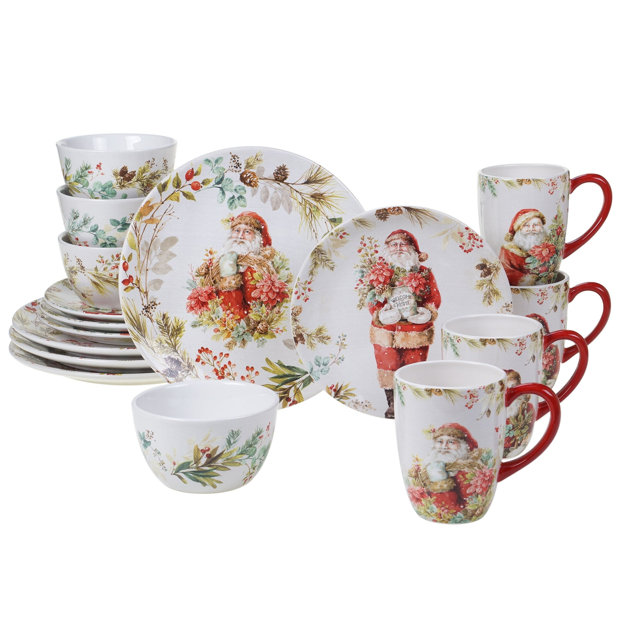 Certified International Watercolor Snowman Dessert Plates Set Of 4 - Red Medium