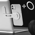 thumbnail image 5 of Soporte ajustable para teléfono celular plateado, clip de montaje lateral para computadora portátil, 5 of 5
