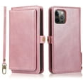 thumbnail image 7 of ELEHOLD for iPhone 13 Pro Max 6.7 inch Luxury Multi-Functional Wallet Case with Card Slots Dual-Use Detachable Phone Case Magnetic Function Lanyard Shockproof Wallet Case,Rosegold, 7 of 7