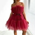 thumbnail image 4 of XDZJLR Robes pour Femmes Style Européen et Tube Haut en Maille Tempérament Nœud Tutu pour Robe, 4 of 7