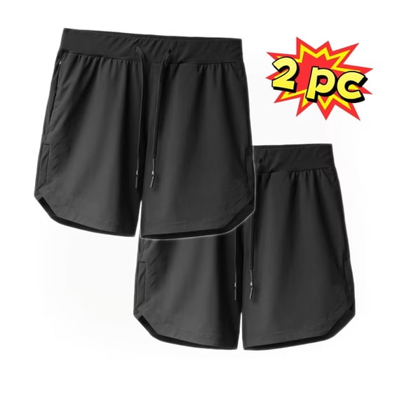 Taqqpue 2 Packs Men's Casual Shorts Solid Color Cotton Elastic Waist Drawstring Shorts Lightweight Summer Beach Shorts
