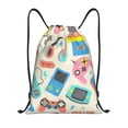 thumbnail image 1 of Xecao Playing Video Games Pattern Sports Drawstring Backpack - String Swim Gym Bag with Wet Proof Pocket for Women&Men-Small, 1 of 6
