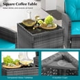 thumbnail image 6 of Costway 5 Piece Patio Rattan Furniture with 2 Ottomans & Tempered Glass Coffee Table Turquoise + Mix Gray, 6 of 10