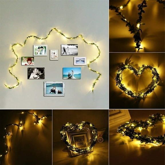 Christmas String Lights, Simulated Simulated Plant Rattan String Lights Colourful Lights, 78 Inch 20LEDs String Lights Battery Box Model Christmas String Lights