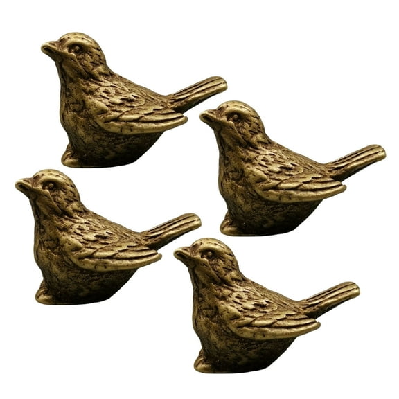 Pack Of 4 Miniature Copper Bird Figurine Small Sparrow Figure Sculpture Teapet For Outdoor Pond And Garden Decoration