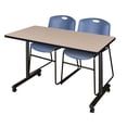 thumbnail image 2 of Regency Kobe 60 x 24 in. Mobile T-Base Training Table- Mocha Walnut, 2 Zeng Stack Chairs- Grey, 2 of 7
