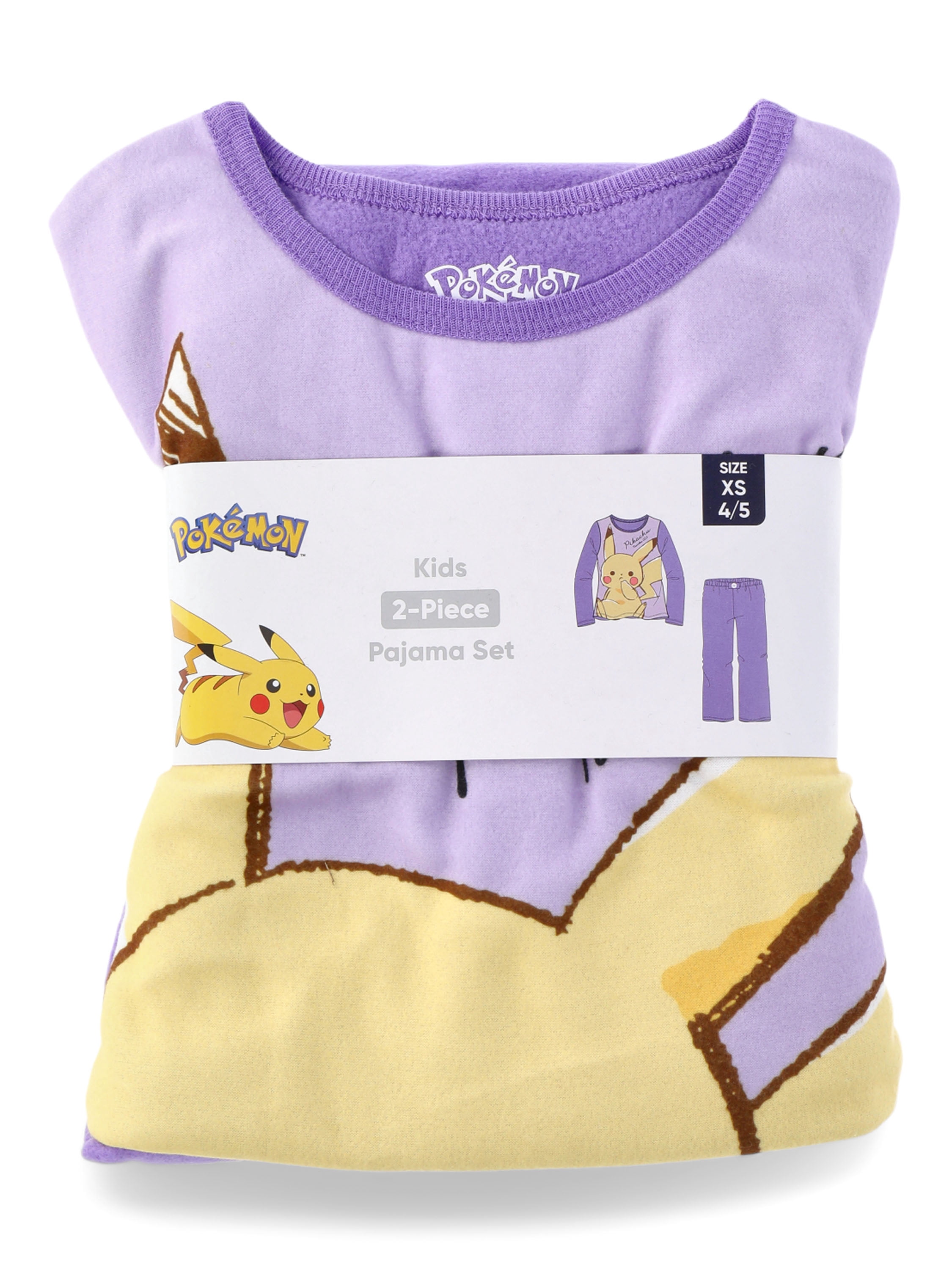 Pokemon Girls Long Sleeve Top and Pants Pajama Set, 2-Piece, Sizes 4-12