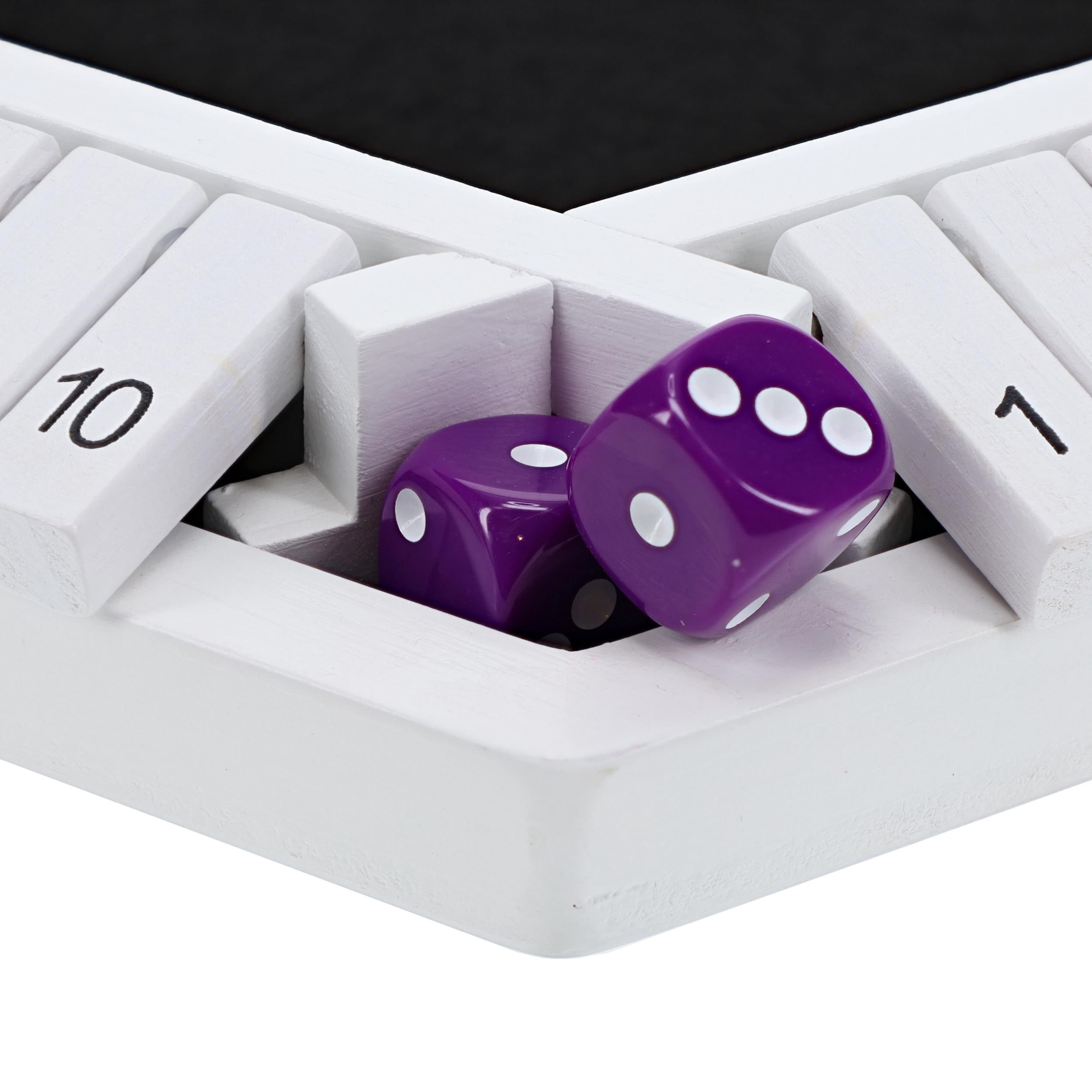 Pacific Shore Games 6 Player Shut The Box Dice Game - White Painted Wood - 14 In.