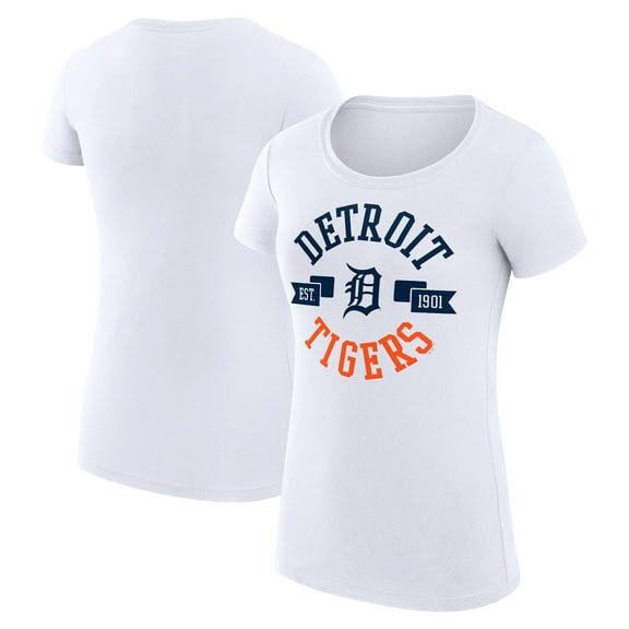 Women's G-III 4Her by Carl Banks White Detroit Tigers Super-Slim Fit Lightweight City Graphic T-Shirt