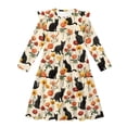 thumbnail image 4 of FKELYI Black Cat Flower Print Ruffle Twirly Dress for Girl Long Sleeve Crew Neck Casual Dress for Party Holiday Spring Fall Playwear for 3-14 Y Girls, 3-4 Y, 4 of 6