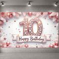 thumbnail image 5 of Studded 10th Birthday Banner Pink Sparkling Happy Birthday Display Golden Border Ribbon Accent Decor Backdrop for 10th Birthday Party Girls' Birthday Celebration Indoor Party Decoration, 5 of 9