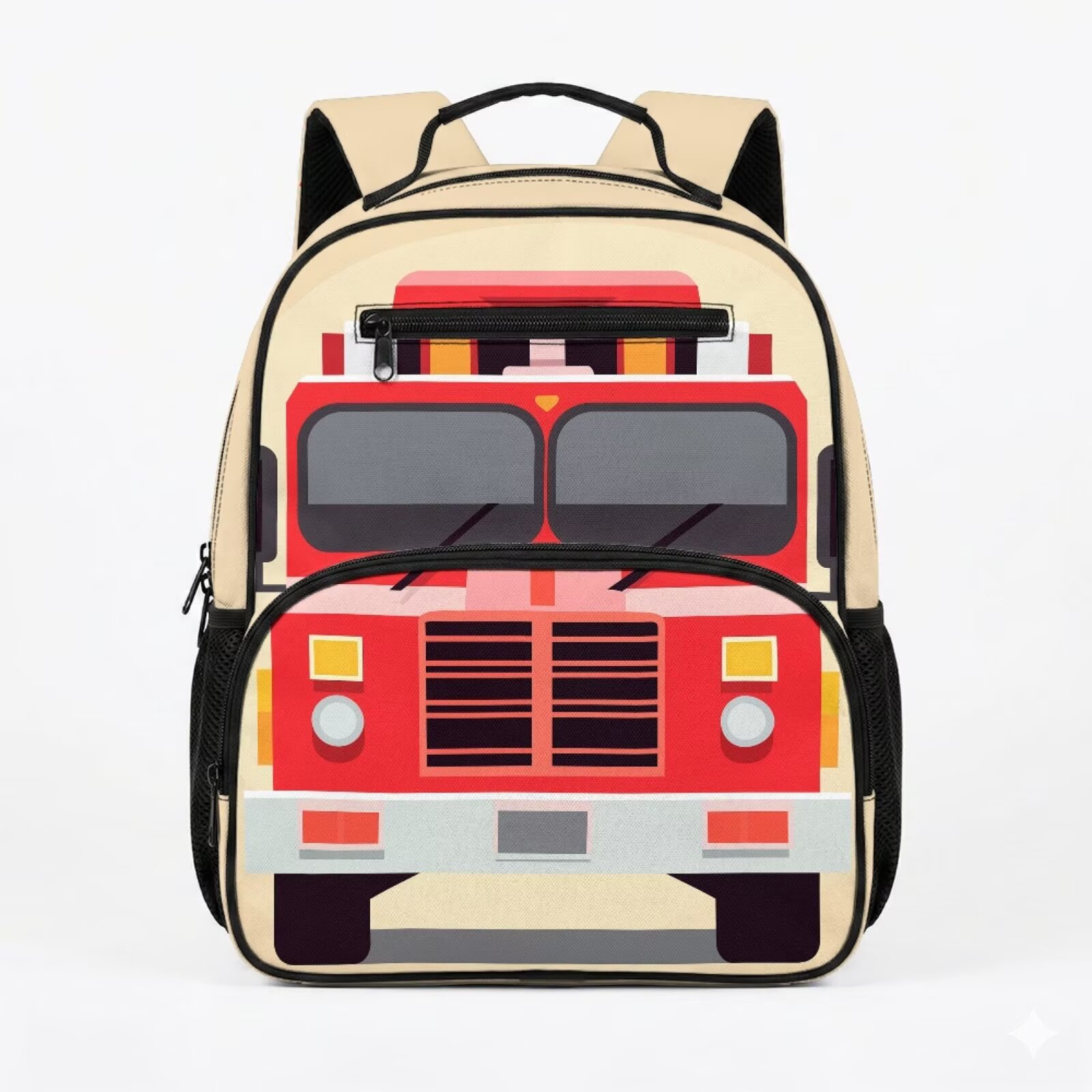 chaqlin Fire Truck Baby Boy 13.5 Inches Backpack Unisex Small Bookbag Daycare Kids Backpacks for Boys Travel Ruckpack