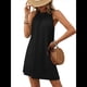 thumbnail image 2 of Vestido de Verano Holgado Sin Mangas con Cuello Redondo y Cuello Halter, Color Liso, Color Negro, Talla XL, 2 of 9