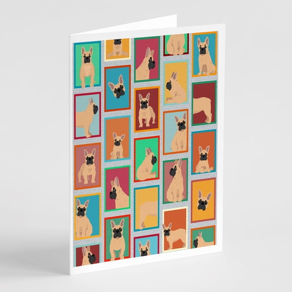 Lots of Fawn French Bulldog Greeting Cards and Envelopes Pack of 8 7 in x 5 in