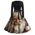 thumbnail image 2 of Christmas Dresses for Women Women's Fashion Vintage Long Sleeve Round Neck Christmas Printed Evening Party Dresses for Formal Event,White,M, 2 of 4