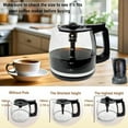 thumbnail image 4 of 12-Cup Glass Coffee Carafe Replacement, Universal and Adjustable, Black Lid and Handle, 4 of 7