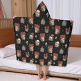 thumbnail image 5 of Black Skull Flower Mushroom Pattern Hooded Bath Towel，50"x30" for Ages 3 To 12 Kids, Quick Dry Lightweight Soft Microfiber Hood Beach Towel Cover Up for Kids, 5 of 7