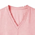 thumbnail image 6 of LEKWK V-Neck T-Shirts for men Short Sleeve Casual Cotton Linen Beach Tops with Fringed Hem Regular Fit Lightweight Pullover Summer Shirts for Vacation Yoga Pink M, 6 of 6