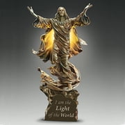 The Bradford Exchange Light of The World Religious Illuminated Cold-Cast Bronze Jesus Sculpture 11-inches
