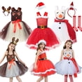 thumbnail image 1 of Vestido de tutú navideño para niños, disfraz de alce y muñeco de nieve para niña, vestidos de fiesta de año nuevo familiar, vestidos de princesa, conjunto de ropa para niños, 1 of 5