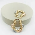 thumbnail image 5 of JoeytheJewelryNY 18k Layered Real Gold Filled round bamboo hoop earrings tri colors #79, 5 of 6