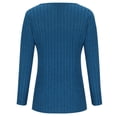 thumbnail image 5 of Scyoekwg Fall Tops for Women Long Sleeves V-Neck Split Hem Tee Top Basic Ribbed Knit Slim Fit T-Shirts Fall Clothes Lightweight Solid Color Blouses (Blue,L), 5 of 6