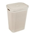 thumbnail image 6 of Mind Reader 60L Slim Laundry Hamper, Clothes Basket, Lid, Linen Design, Plastic, Ivory, 6 of 7