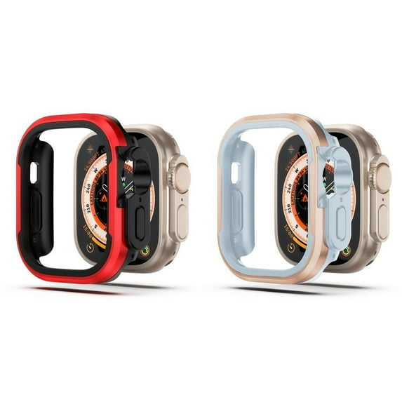 BRADCET Metal Case for Apple Watch Ultra 49mm 45mm 41mm 44mm 40mm for Women Men, Accessories Shockproof Protector TPU Bumper Tempered Cover for iwatch Series Ultra 8 7 SE 6 5 4