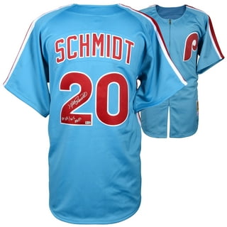 MLB Phillies 20 Mike Schmidt Blue Mitchell and Ness Throwback Men Jersey