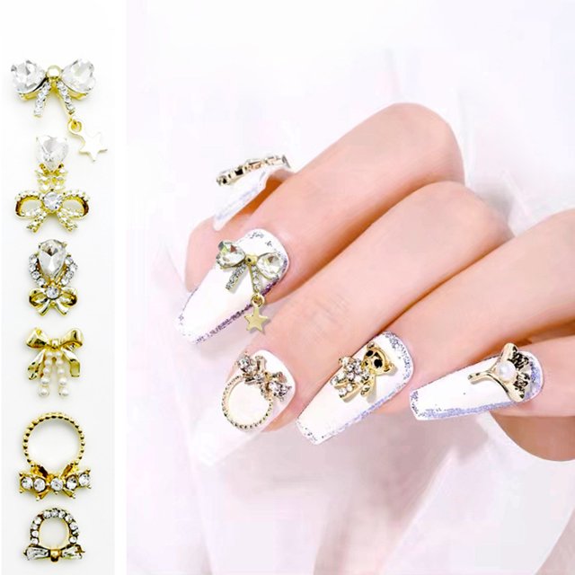 10Pcs Manicure Decorations Shiny Surface Creative Shape Bright Color Rust-proof Multipurpose Decorative Alloy Bow-Knot DIY Nail Jewelry Manicure Designs for Nail Salon