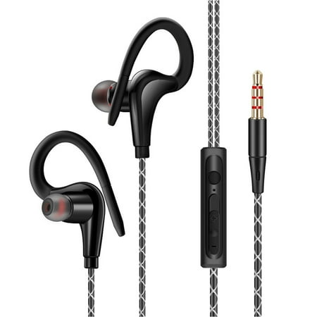 In-Ear Wired Sport Running Earphone Earbuds Over Ear Hook Headphone 3.5mm w/MIC Cell Phone Ear Buds Headset Waterproof