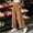 (Fashion 52)Khaki, variant on Women's Cotton Blend Fabric Wide Leg Pants Elastic Waist Lightweight Casual Trousers with Drawstring