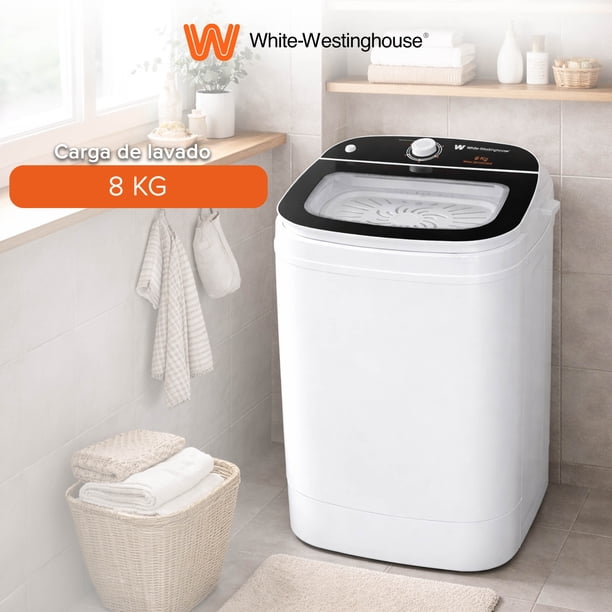 Secadora Centrífuga White Westinghouse 8 kg Blanca Compacta con Cesta de Acero Inoxidable