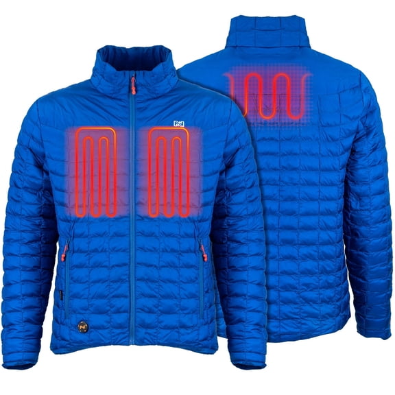 Mobile Warming Backcountry Heated Jacket for Men, PrimaLoft Insulated, 3 Heat Zones, Bluetooth, Buffalo Blue, 4XL
