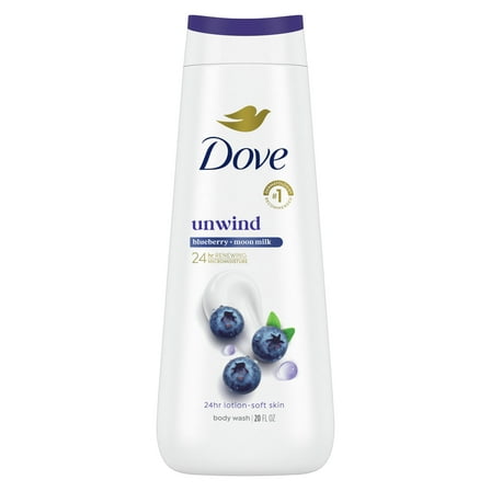 Dove Moisturizing Gentle Body Wash All Skin Type, Blueberry & Moon Milk, 20 oz