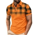 thumbnail image 3 of DDAPJ pyju Polos for Men Short Sleeve Business Casual Collared Tshirt Plaid Golf Shirt Quick Dry Lightweight Sports Tennis Shirt Orange XXL, 3 of 6