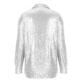 thumbnail image 5 of Sequin Blouses for Women V Neck Sequin Blouse Long Sleeve Loose Glitter Tops Sparkle Shimmer Shirt Button Down Blouse Women Sweaters Clearance Cheap, 5 of 8