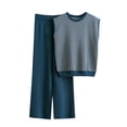thumbnail image 3 of TaTaai Womens Two Piece Set Womens Casual Fashion Striped Two Piece Round Neck Pullover High Waist Straight Knit Set Gift, 3 of 3