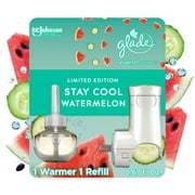 Glade PlugIns Scented Oil Warmer + Refill, Stay Cool Watermelon Scent, Infused with Essential Oils, Spring Limited Edition Fragrance, Positive Vibes Collection, 0.67 oz.