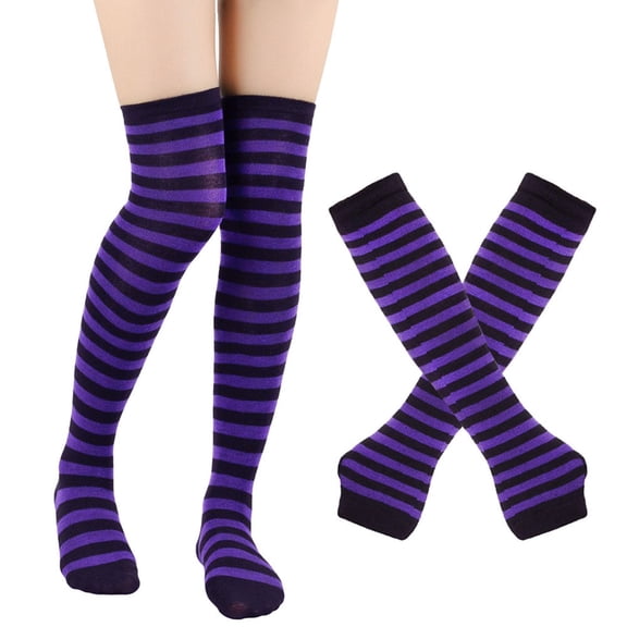 yunLCZ Knee High Stockings for Women Stockings Striped Women's High Gloves Socks Halloween Socks Socks Cotton Knee High Stockings