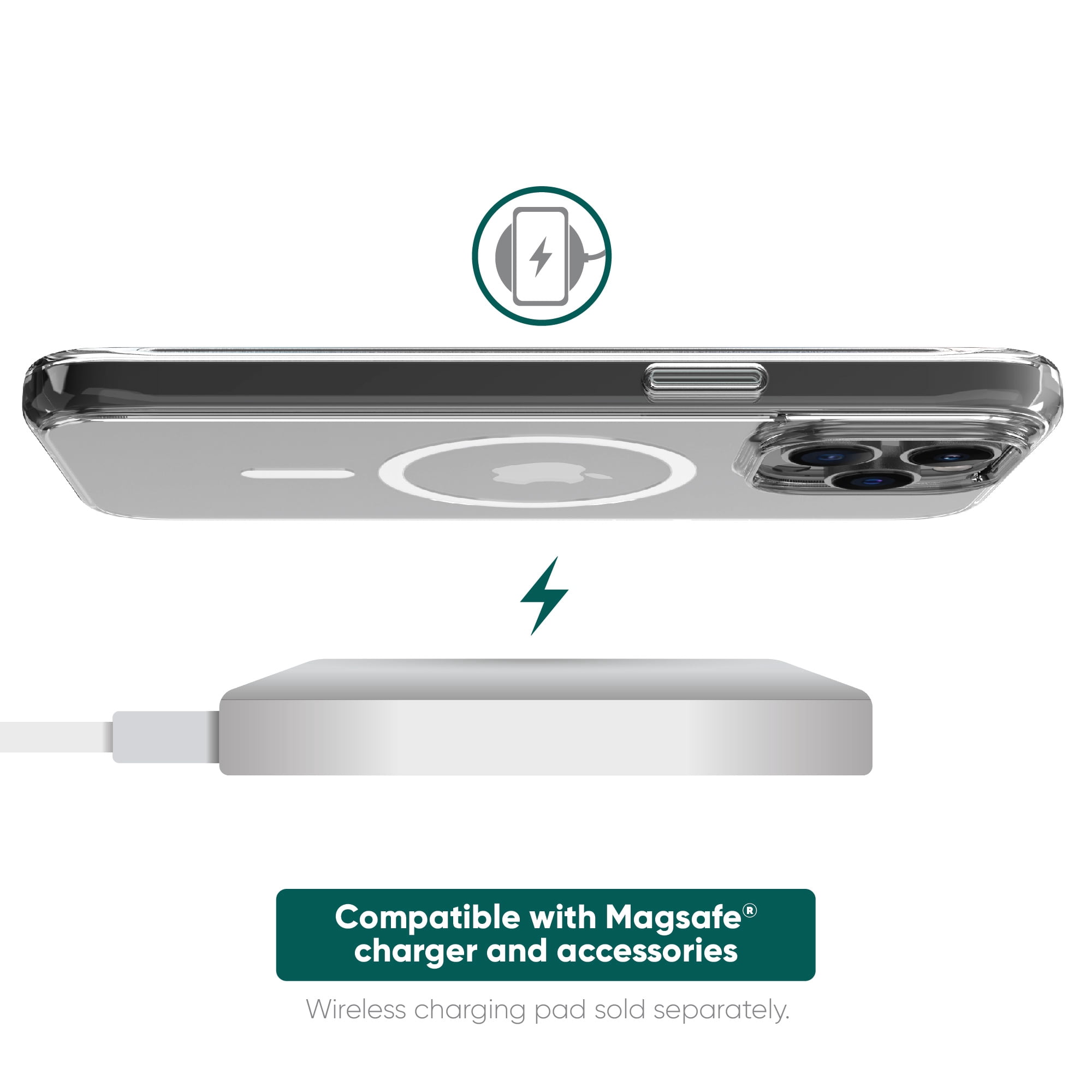 onn. MagSafe Compatible Phone Case for iPhone 13 Pro - Clear