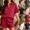 Red women's two piece shorts set a1, variant on Women's Two Piece Shorts Set Collared Short Sleeve Shirt Drawstring Shorts Casual Summer Lounge Matching Sets Solid Basic 2 Piece Outfits Vacation Travel Wear, Red S